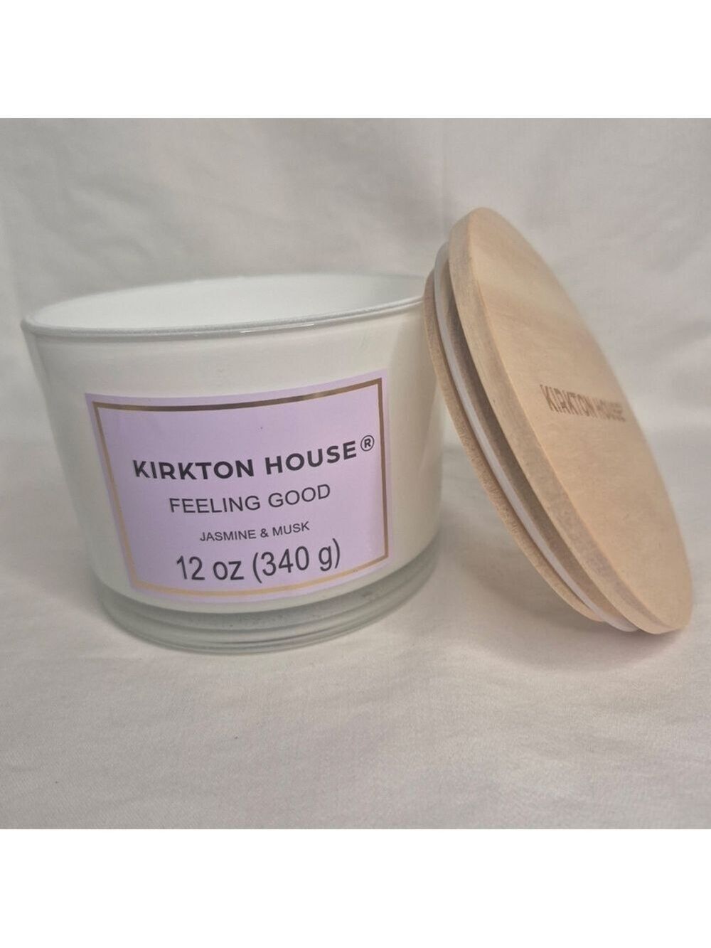 Kirkton House Feeling Good Jasmine & Musk Calming Spa White Candle 12oz